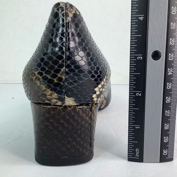 Aquatalia Pasha Pump Pointy Toe Block Heel Snake Print Leather Shoes Sz  9